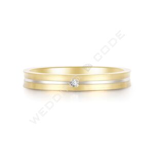 女戒|黃K金雙色|0.02 克拉 #3262女凹-2.7mm