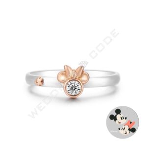米奇米妮 求婚鑽戒|玫瑰金雙色|0.07 克拉 #4313米妮手-2mm