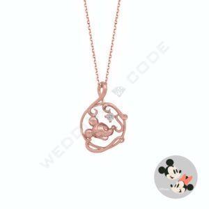 米奇米妮 項鍊|純銀鍍玫瑰金|鋯石 #TON3019玫S