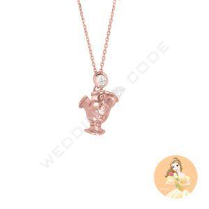 美女與野獸 阿奇 項鍊｜純銀鍍玫瑰金｜鋯石 #TON3022玫S