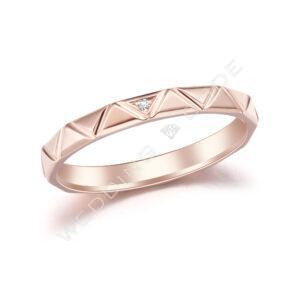 女戒｜玫瑰金｜0.01 克拉 #三角格紋女玫-2mm