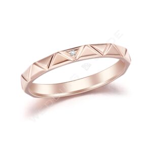 女戒|玫瑰金|0.01 克拉 #三角格紋女玫-2mm
